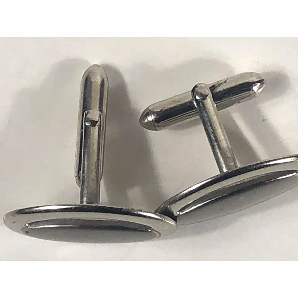 Vintage SWANK Error Cufflinks Silver Tone Oval .75 x 1 Novelty 